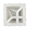 Crane deep breeze block mold by Pacific Mold Design showing cast concrete block with deep relief crane-inspired pattern featuring strong shadow lines and dimensional sculptural texture