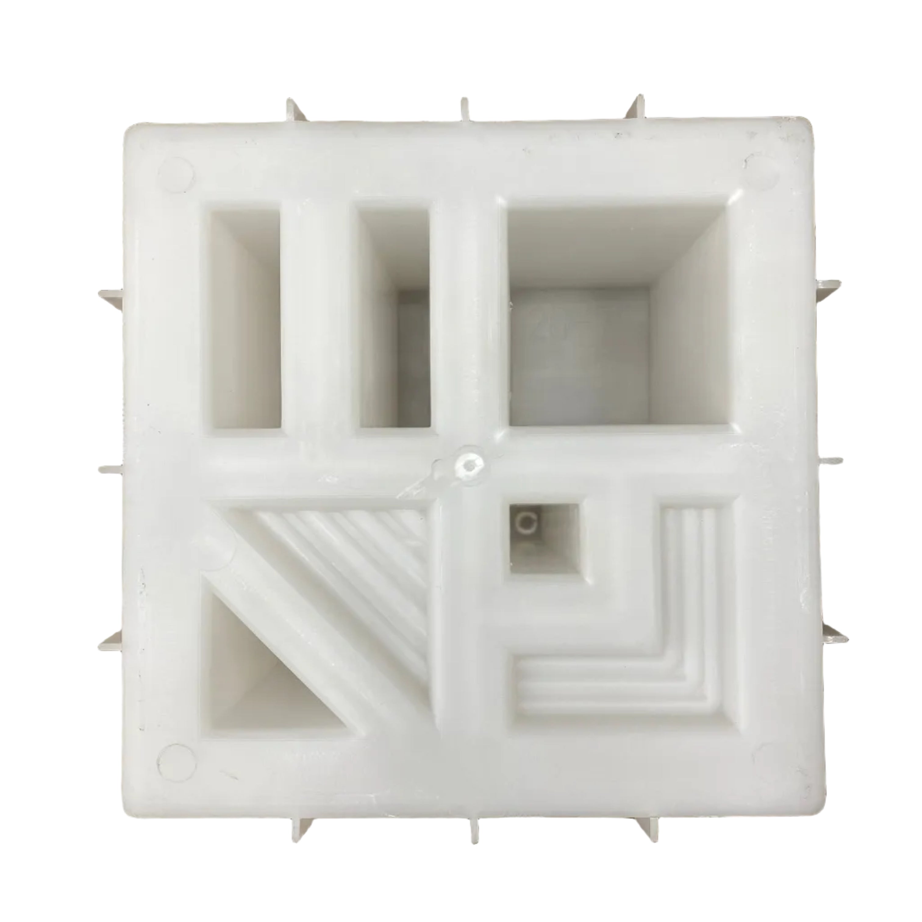 Brutalist 1 breeze block mold by Pacific Mold Design showing cast concrete block with minimal structural brutalist pattern focused on mass proportion and clean repetition for industrial walls