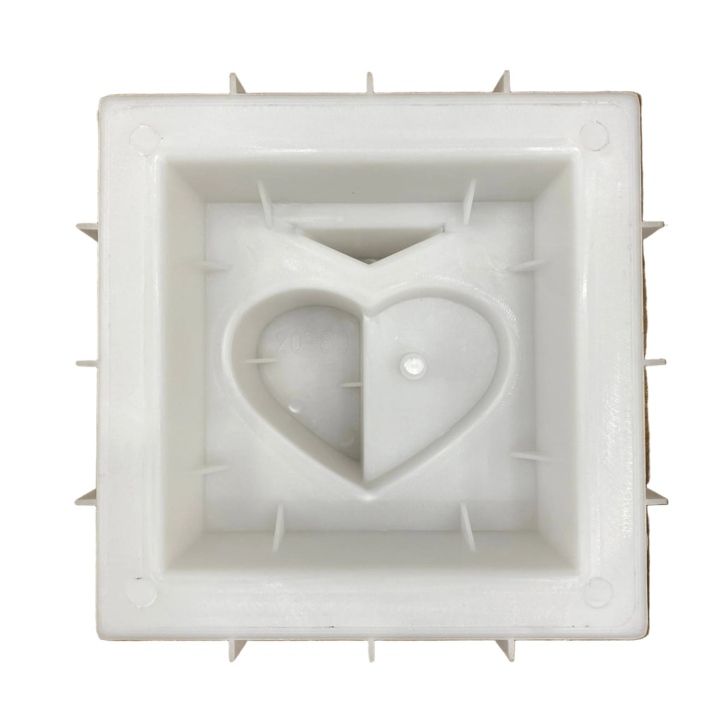 Spades and hearts breeze block mold by Pacific Mold Design showing cast concrete block with playing card suit spade and heart shapes for fun decorative garden walls and patio partitions