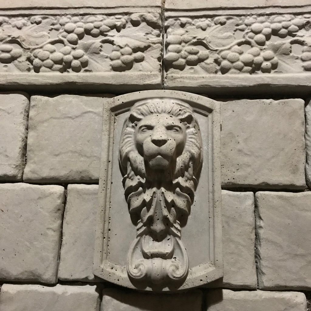 12-inch vineyard deco ABS mold by Pacific Mold Design showing grape vine and leaf pattern decorative strip mold for casting concrete backsplash accents and countertop border tiles