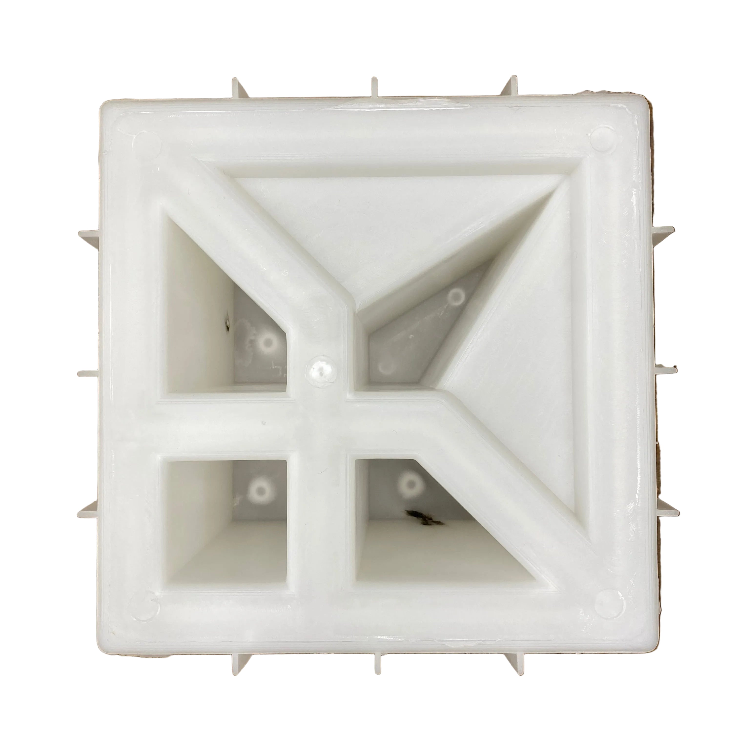 Crane breeze block mold by Pacific Mold Design showing cast concrete block with elegant crane bird-inspired geometric pattern for decorative garden walls and modern outdoor architectural screens