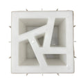 Shattered pin breeze block mold by Pacific Mold Design showing cast concrete block with bold fractured expressive broken geometric pattern for artistic statement decorative walls