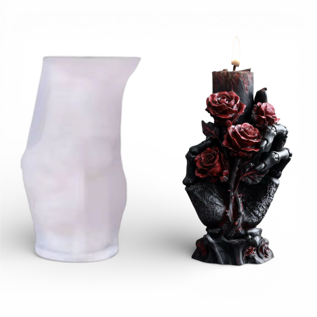 7-piece Bloody Valentine silicone skull mold bundle by Pacific Mold Design showing collage of seven unique mini skull candle molds in various designs on white background