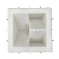 In and out breeze block mold by Pacific Mold Design showing cast concrete block with alternating push-pull geometric pattern creating dimensional 3D depth effect for decorative architectural walls