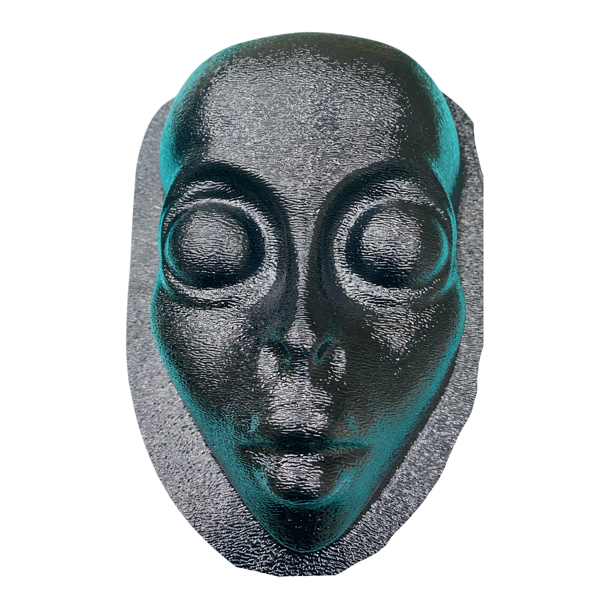 An 8-inch ABS face mold resembling an alien, intended for use in crafting or sculpture.