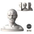 Zombie mold 3D print file product image by Pacific Mold Design showing digital render of zombie face mold STL file design for home 3D printing and DIY silicone or urethane mold making