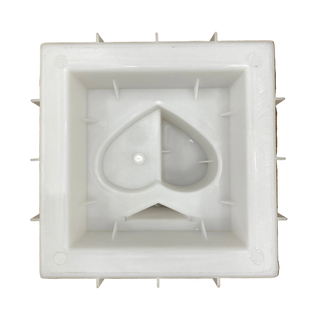 Spades and hearts breeze block mold by Pacific Mold Design showing cast concrete block with playing card suit spade and heart shapes for fun decorative garden walls and patio partitions