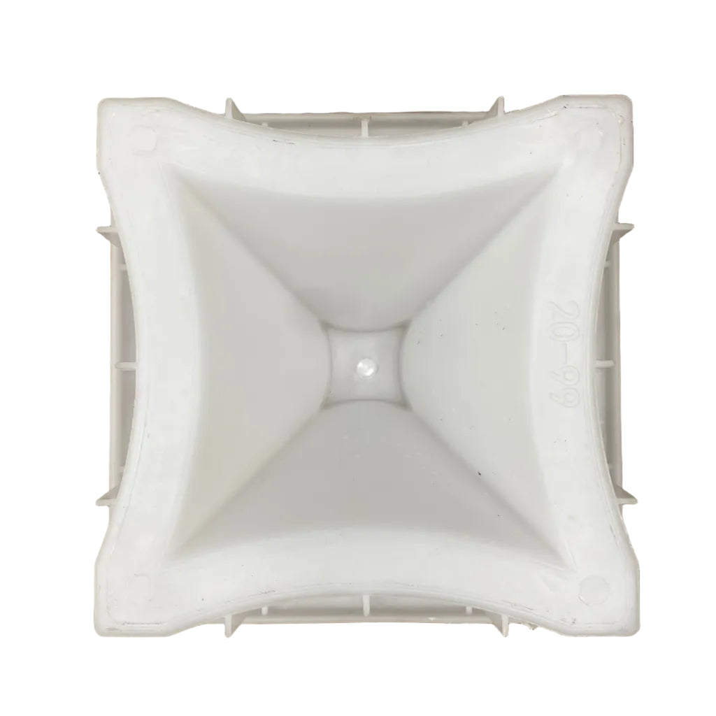 Spectra breeze block mold by Pacific Mold Design showing cast concrete block with multi-dimensional layered geometric pattern creating dynamic light refraction and shadow effects on modern walls