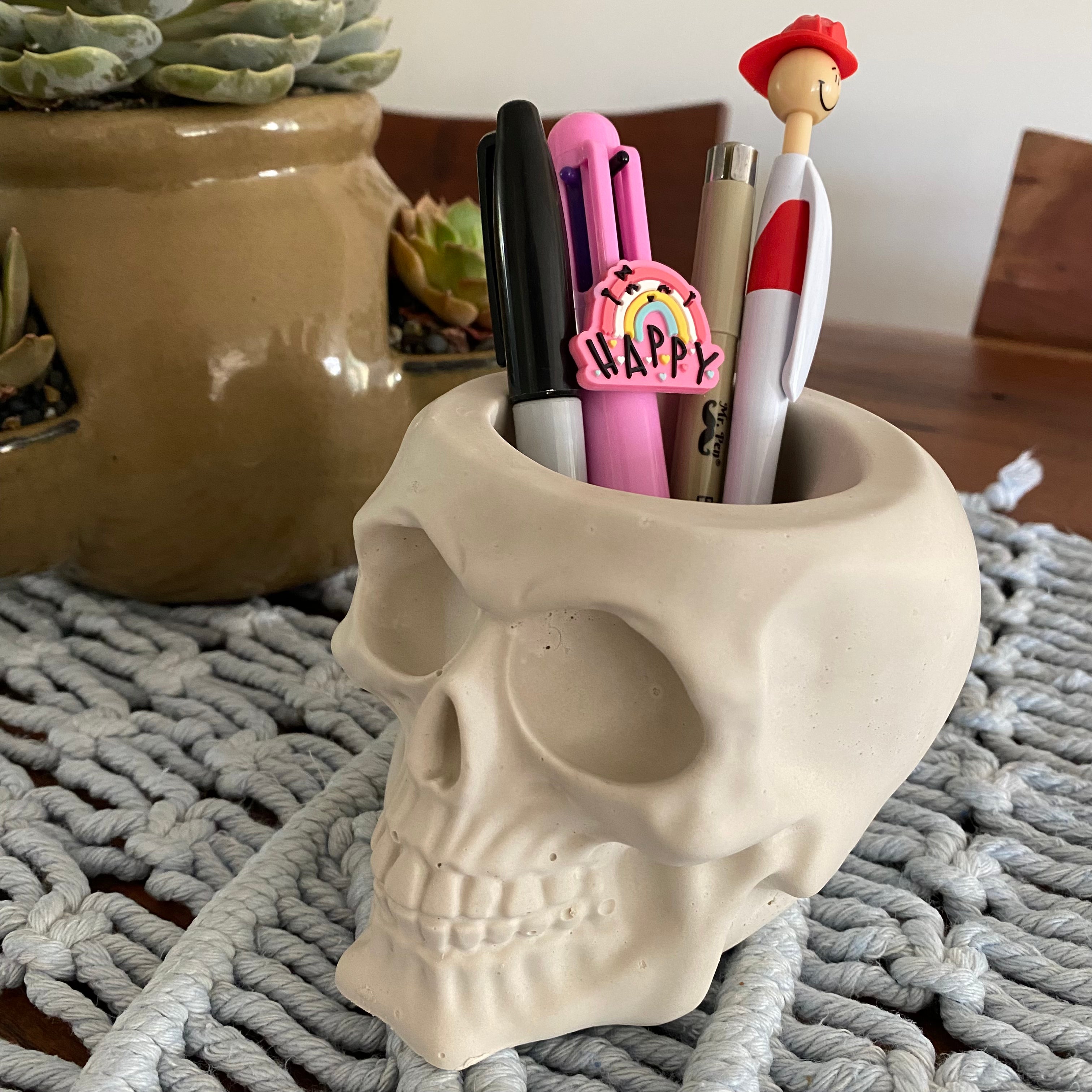 skull succulent planter 4" Skull Planter | Mini Gothic Succulent Pot | Pacific Mold Design
