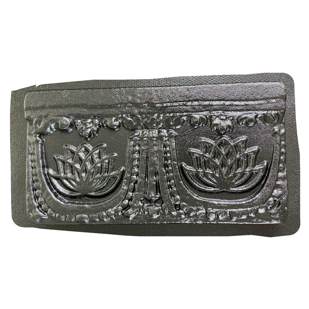 12-inch lotus deco ABS mold by Pacific Mold Design showing stone lotus flower decorative strip mold for casting concrete backsplash accents and wall border tiles