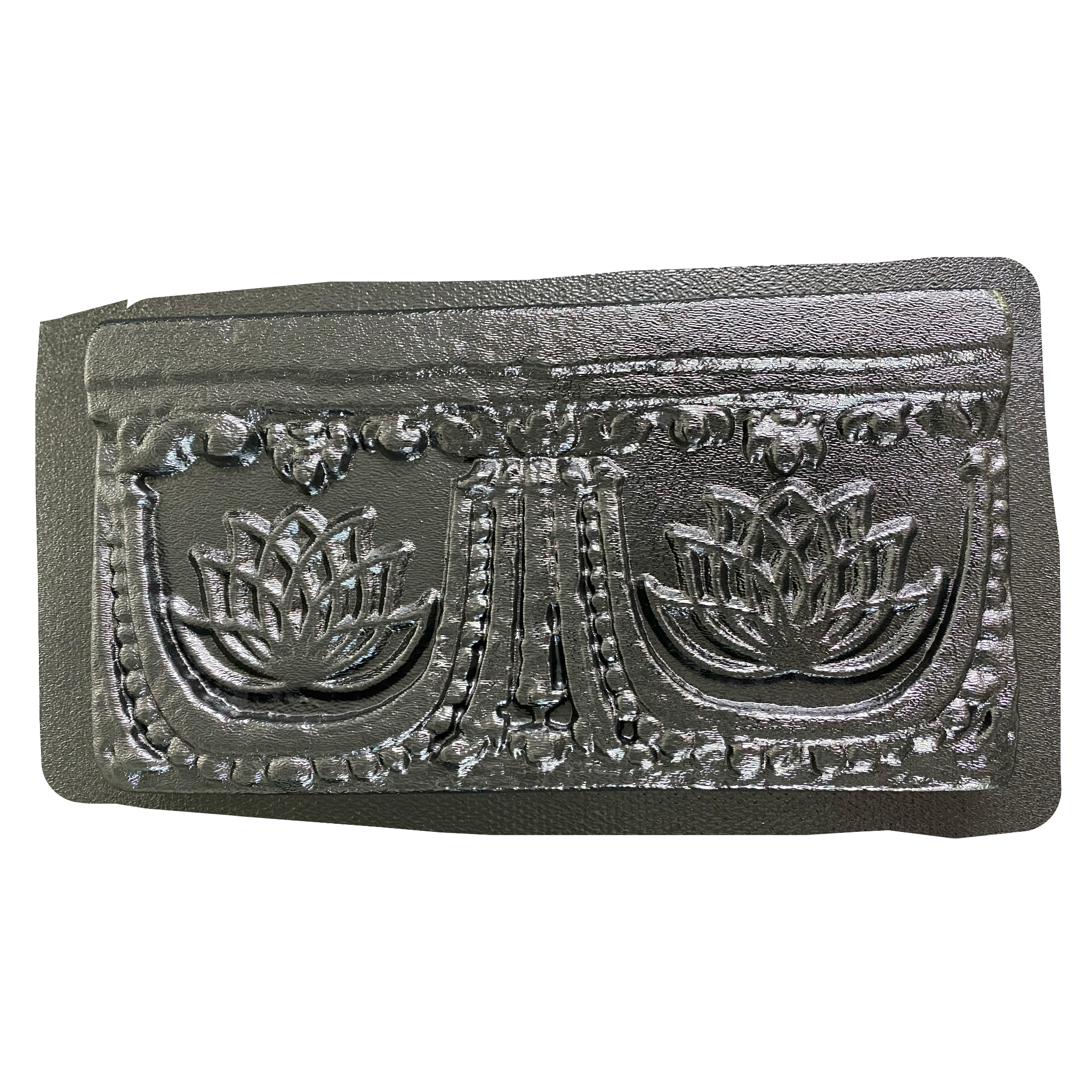 12-inch lotus deco ABS mold by Pacific Mold Design showing stone lotus flower decorative strip mold for casting concrete backsplash accents and wall border tiles