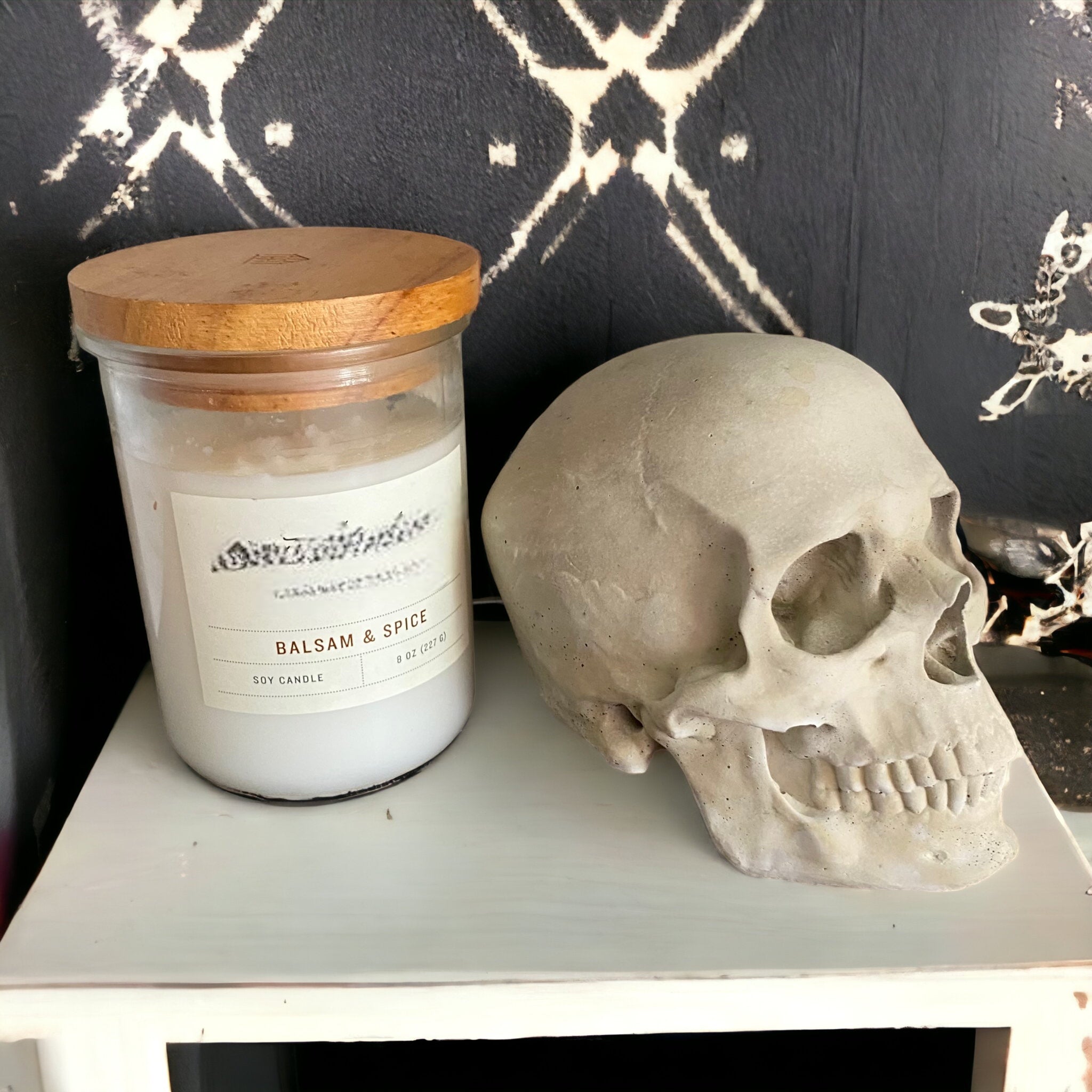 4-inch silicone skull mold by Pacific Mold Design showing flexible mold with deep cranium detail, 4 inches tall by 5 inches long, suitable for resin and candle casting