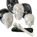 ABS skull and femur mold bundle by Pacific Mold Design showing four molds including 8-inch skull, full skull, open jaw skull and femur bone arranged on white surface