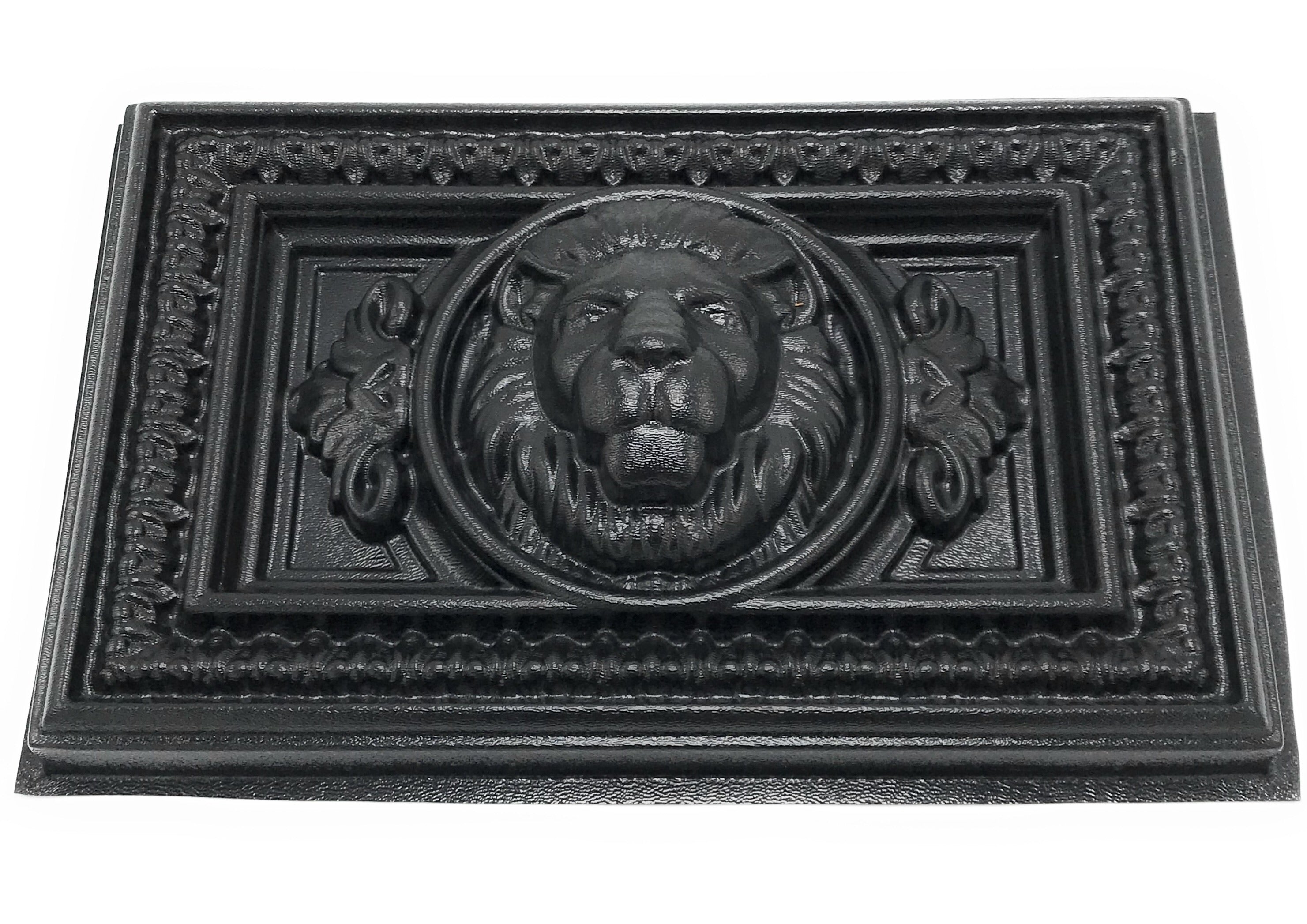 14-inch horizontal lion ABS casting mold by Pacific Mold Design showing regal wide-format lion head with detailed mane for casting concrete plaster garden wall art and architectural décor