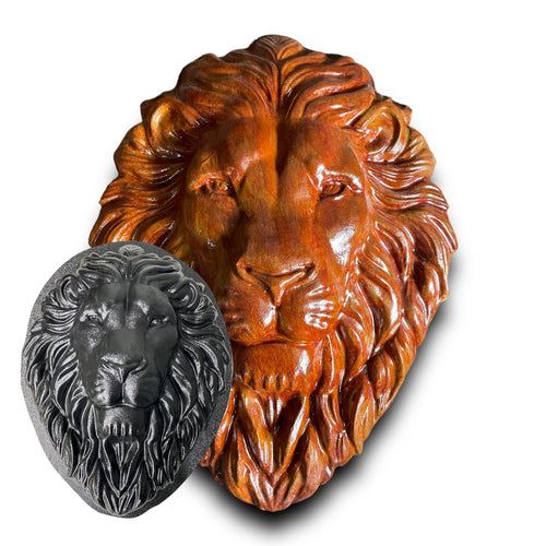 Large 19-inch lion head ABS mold by Pacific Mold Design showing massive realistic lion face with detailed mane for casting dramatic concrete and plaster garden and entryway décor
