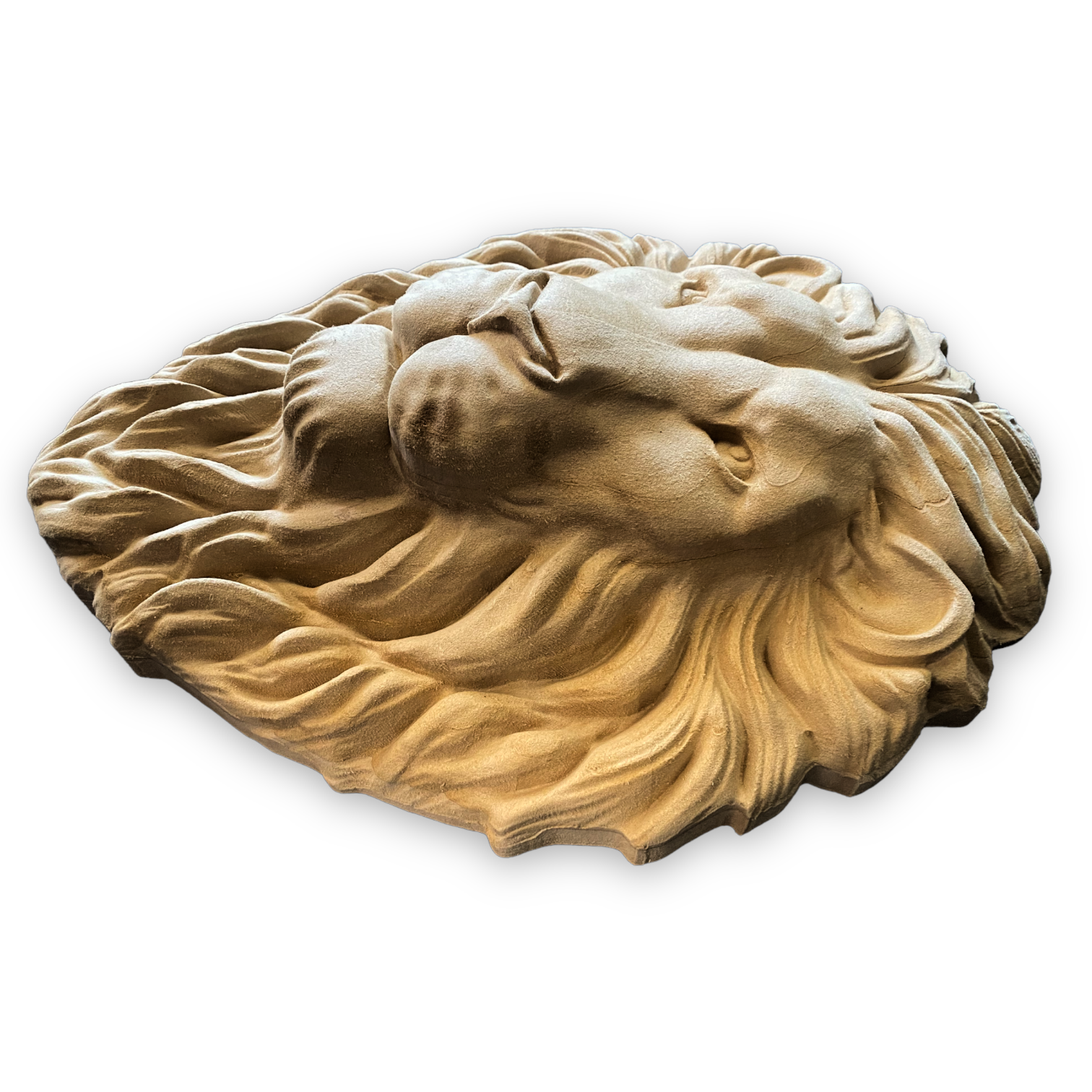 Large 19-inch lion head ABS mold by Pacific Mold Design showing massive realistic lion face with detailed mane for casting dramatic concrete and plaster garden and entryway décor