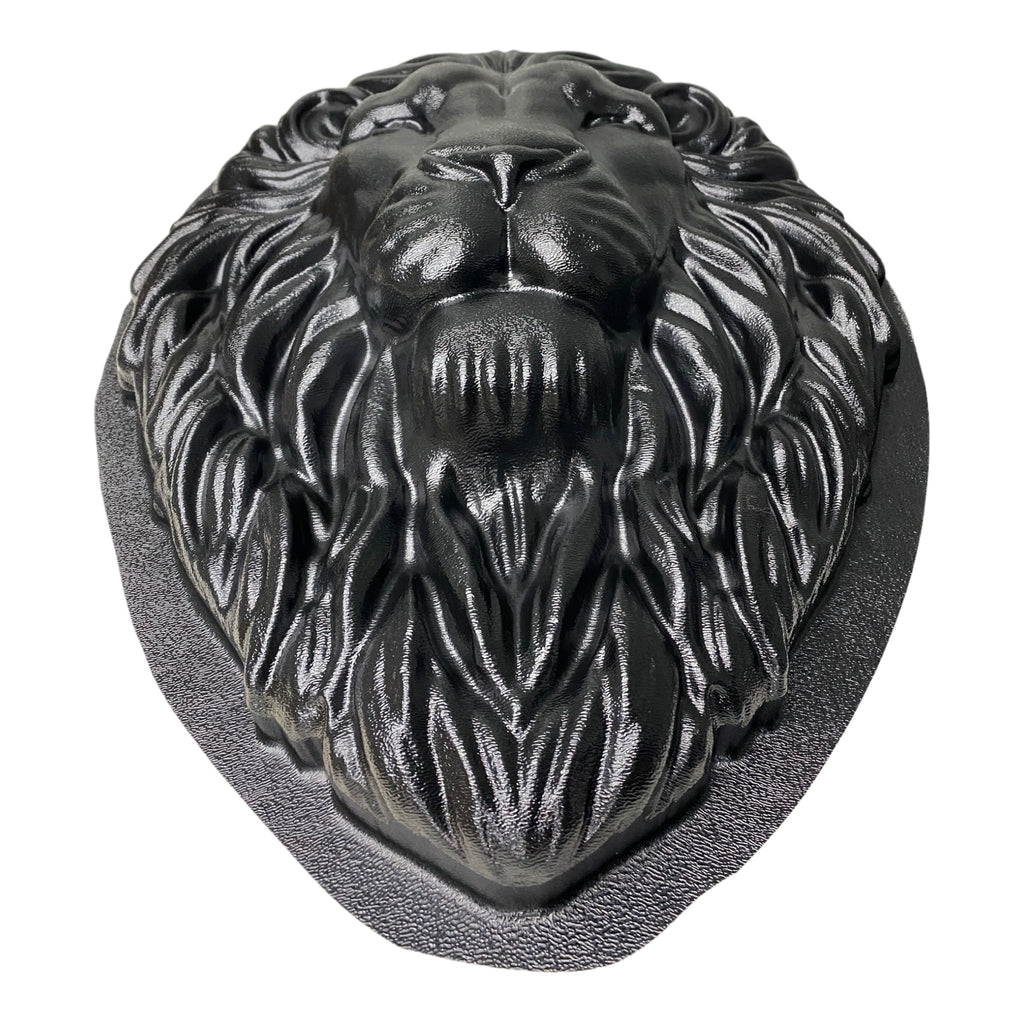Large 19-inch lion head ABS mold by Pacific Mold Design showing massive realistic lion face with detailed mane for casting dramatic concrete and plaster garden and entryway décor