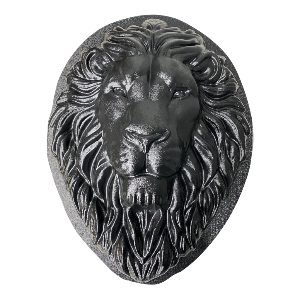 Large 19-inch lion head ABS mold by Pacific Mold Design showing massive realistic lion face with detailed mane for casting dramatic concrete and plaster garden and entryway décor