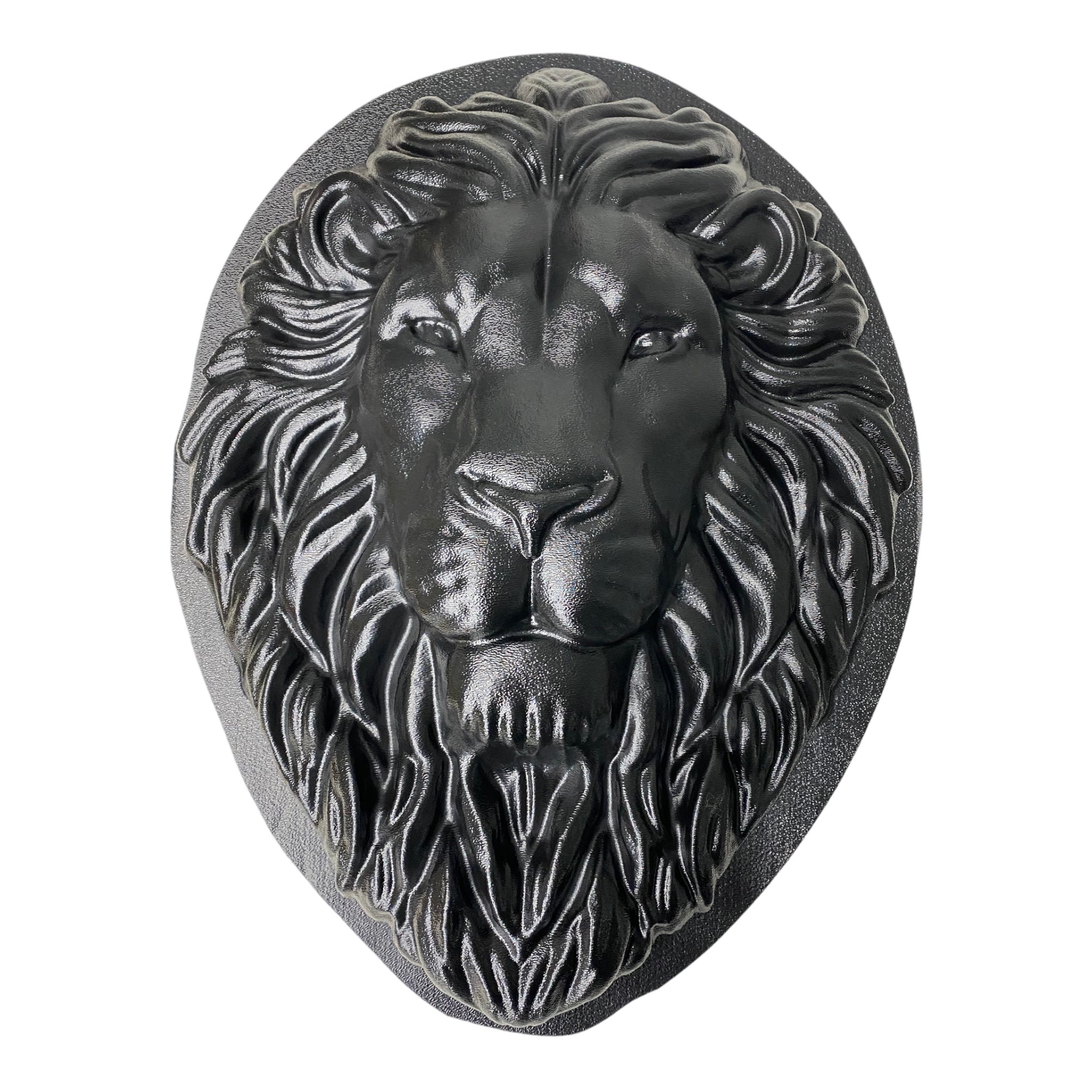 Large 19-inch lion head ABS mold by Pacific Mold Design showing massive realistic lion face with detailed mane for casting dramatic concrete and plaster garden and entryway décor