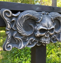 20-inch skull devil ABS casting mold by Pacific Mold Design showing large black plastic mold of menacing skull with devil horns designed for concrete and plaster casting