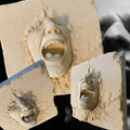 A set of ABS molds depicting a face with an open mouth, designed for creating a 3D relief in concrete or similar material.
