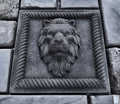 12-inch square lion ABS casting mold by Pacific Mold Design showing bold lion head in square format for casting concrete and plaster indoor and outdoor garden wall art décor
