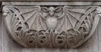 12-inch bat relief ABS casting mold by Pacific Mold Design showing ornamental bat design inspired by St Paul Minnesota Landmark Center bat for casting concrete and plaster gothic wall art