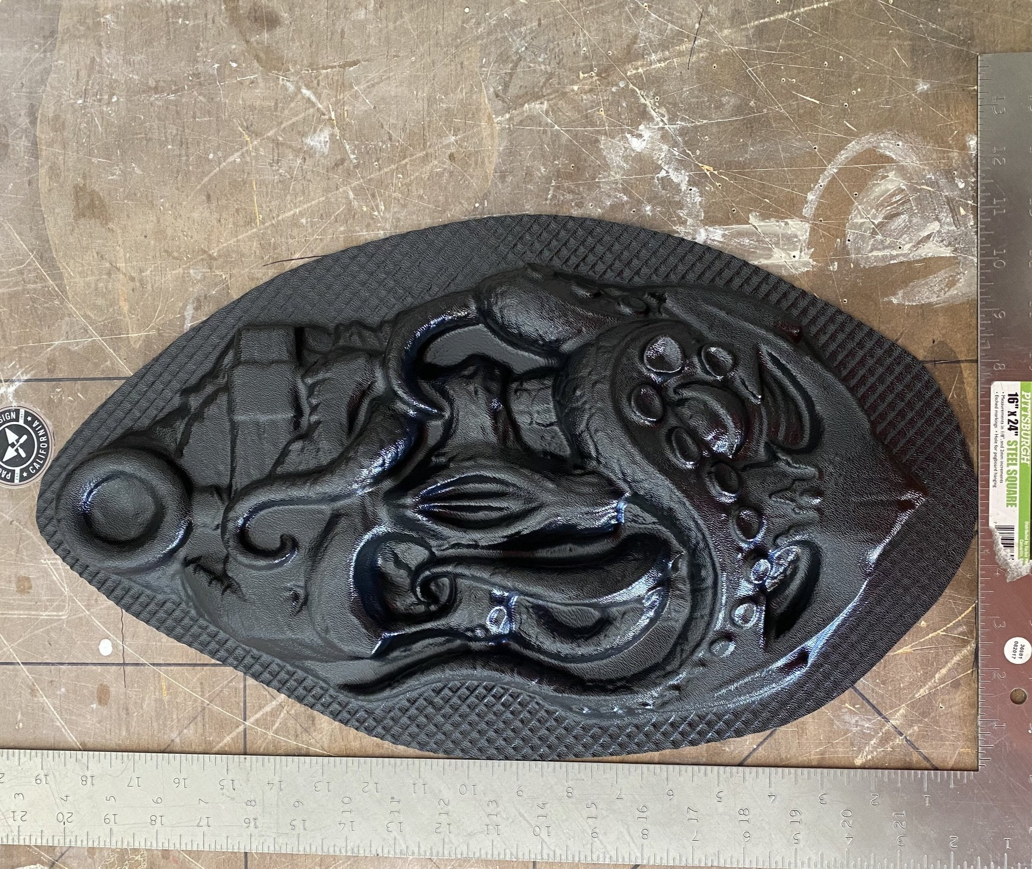 Kraken skull ABS casting mold by Pacific Mold Design measuring 17 by 9 inches showing detailed skull with anchor and octopus tentacles wrapped around it
