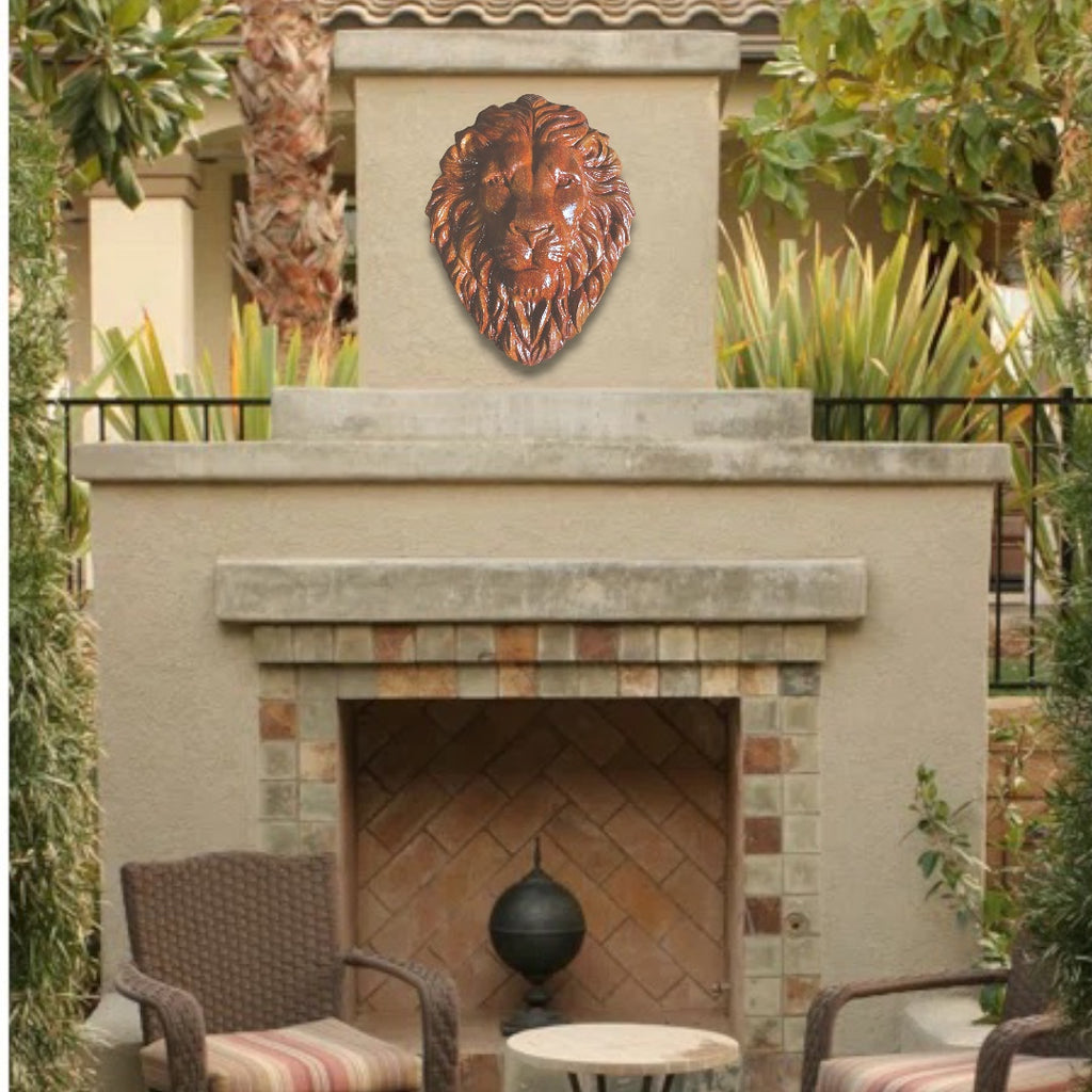 Large 19-inch lion head ABS mold by Pacific Mold Design showing massive realistic lion face with detailed mane for casting dramatic concrete and plaster garden and entryway décor