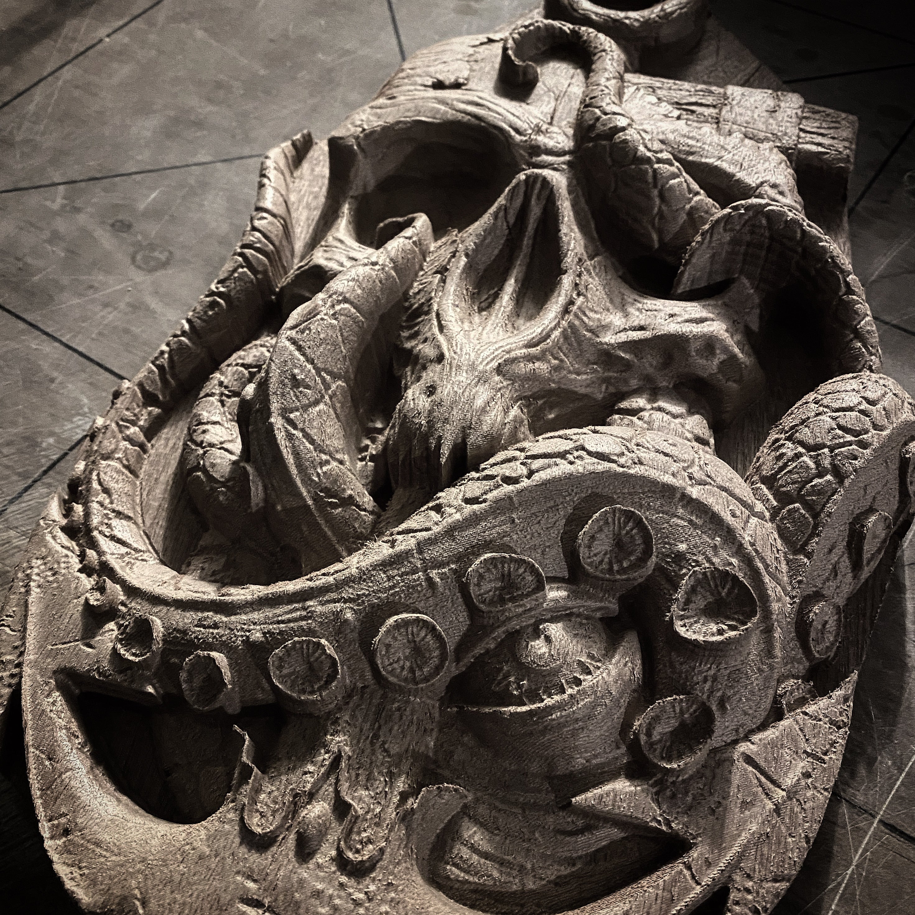 Kraken skull ABS casting mold by Pacific Mold Design measuring 17 by 9 inches showing detailed skull with anchor and octopus tentacles wrapped around it